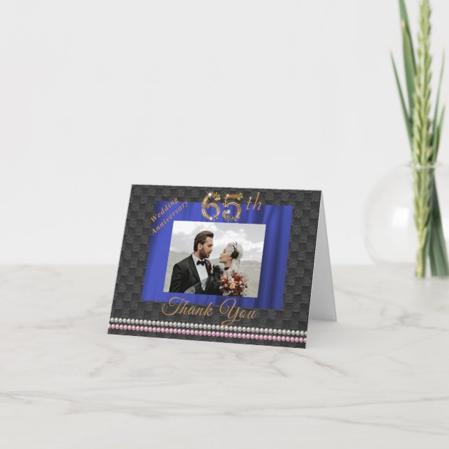 Gold & Pearls 65th Wedding Anniversary Thank You (Front)