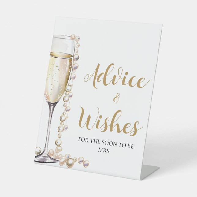 Gold Pearls and Prosecco Advice and Wishes Sign   (Front)