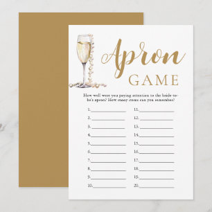 Gold Pearls and Prosecco Bridal Shower Apron Game Invitation