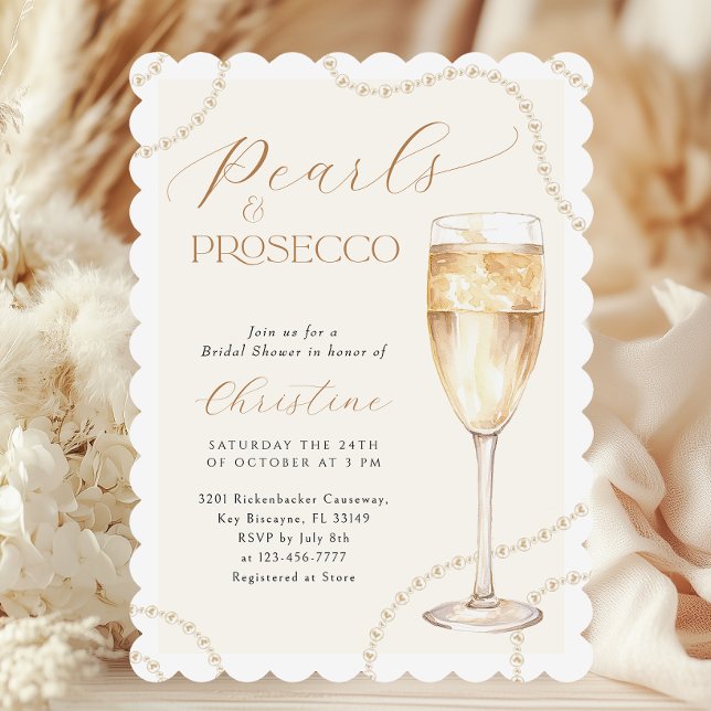 Gold Pearls and Prosecco Bridal Shower Invitation (Creator Uploaded)