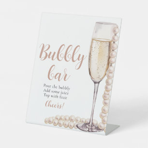 Gold Pearls and Prosecco Champagne Bubbly Bar Sign