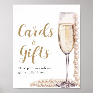 Gold Pearls and Prosecco Champagne Cards And Gifts Poster