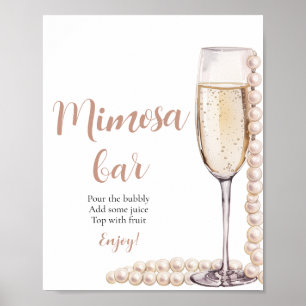 Gold Pearls and Prosecco Champagne Mimosa Bar Sign