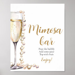 Gold Pearls and Prosecco Champagne Mimosa Bar Sign
