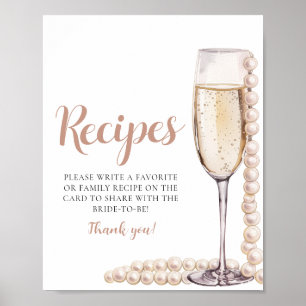 Gold Pearls and Prosecco Champagne Recipes Sign