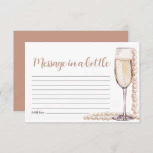 Gold Pearls and Prosecco Message In A Bottle Game Enclosure Card