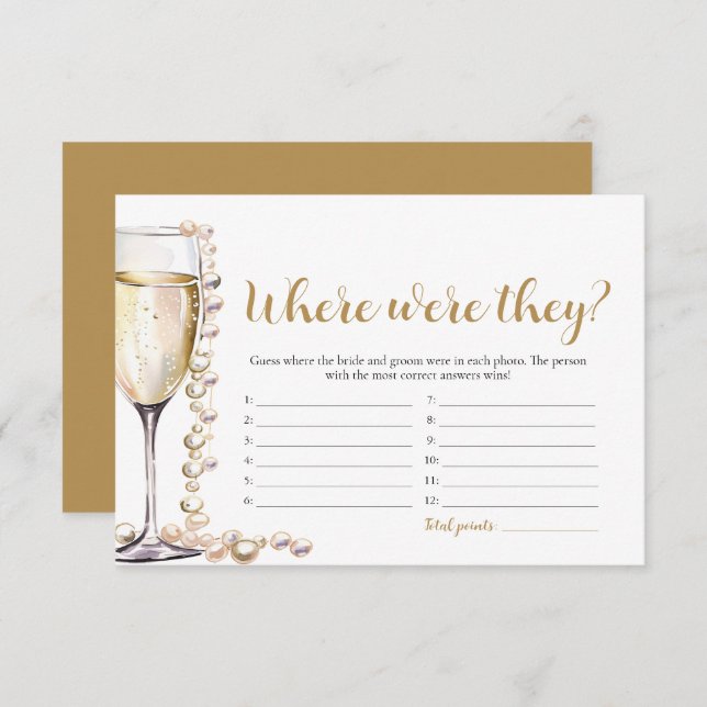 Gold Pearls and Prosecco Where Were They Game Enclosure Card (Front/Back)