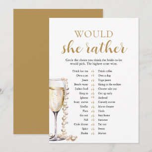 Gold Pearls and Prosecco Would She Rather Game Invitation