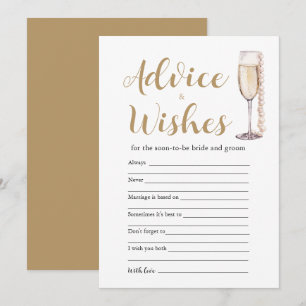 Gold Pearls & Prosecco Advice and Wishes Game Card