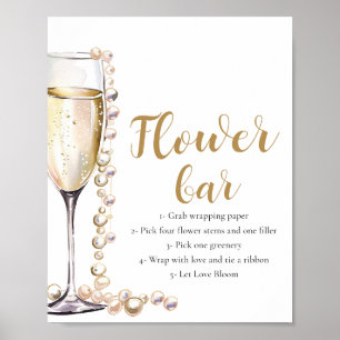 Gold Pearls & Prosecco Champagne Flower Bar Sign