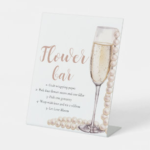 Gold Pearls & Prosecco Champagne Flower Bar Sign