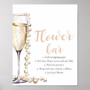 Gold Pearls & Prosecco Champagne Flower Bar Sign
