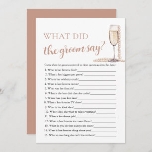 Gold Pearls & Prosecco What Did The Groom Say Game Invitation