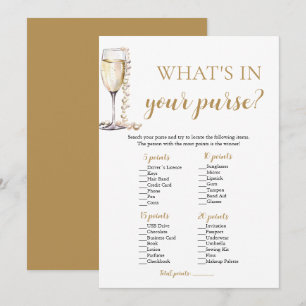 Gold Pearls & Prosecco What's In Your Purse Game Invitation