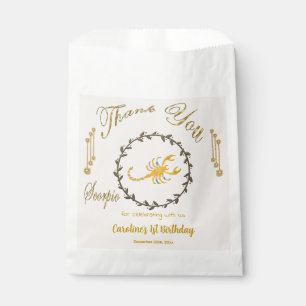 Gold & Pearls Scorpio 1st Birthday Thank You Favour Bag