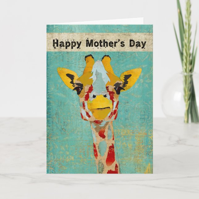 Gold Peeking Giraffe  Mother's Day Card (Front)
