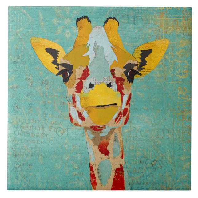 Gold Peeking Giraffe  Tile (Front)