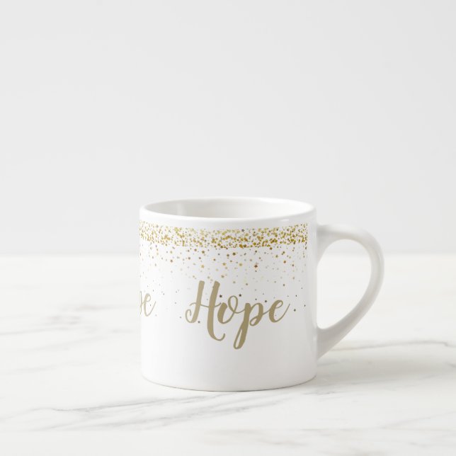 Gold Peitite Stars Hope Espresso Mug (Right)