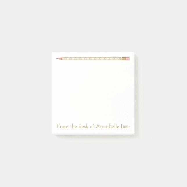 Gold Pencil Five Post-it Notes (Front)