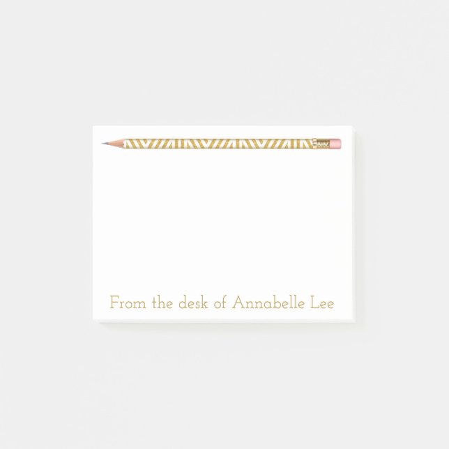 Gold Pencil Three Post-it Notes (Front)