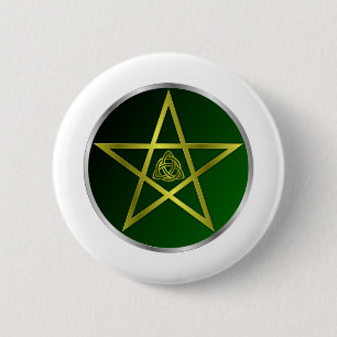 Gold pentacle 6 cm round badge