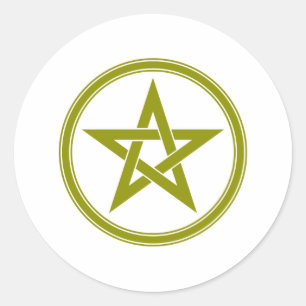 gold pentacle classic round sticker