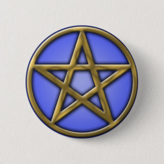 Gold Pentacle on Air 6 Cm Round Badge