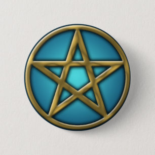 Gold Pentacle on Water 6 Cm Round Badge