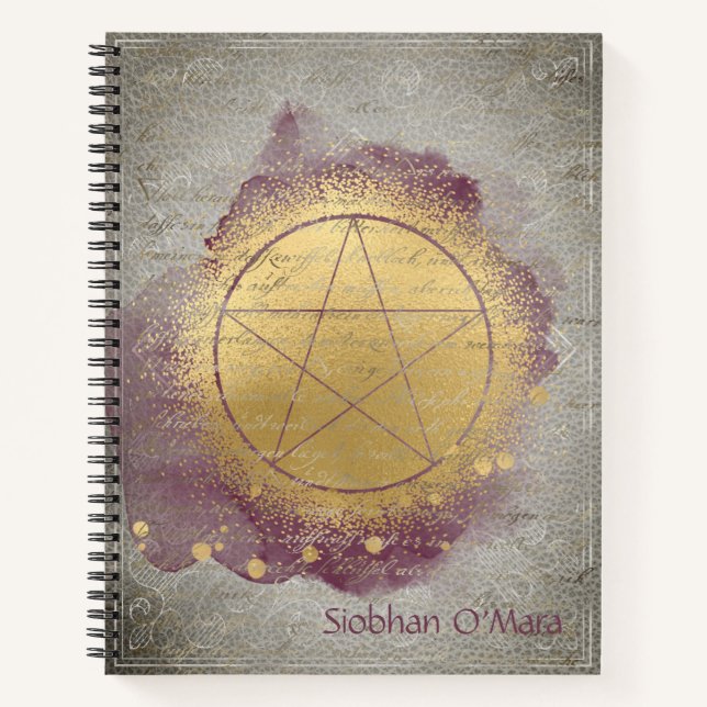 Gold Pentagram Wiccan  Journal (Front)