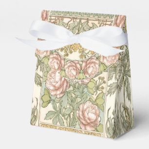Gold Peonies Vintage Wedding Favour Box