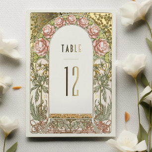 Gold Peonies Vintage Wedding Table Numbers