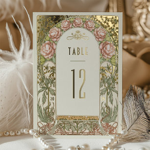 Gold Peonies Vintage Wedding Table Numbers