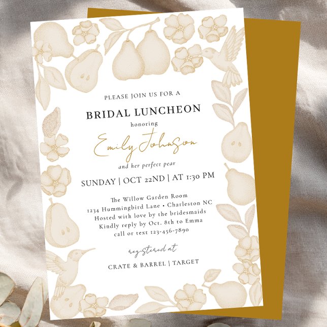 Gold Perfect Pear Bridal Luncheon Invitation (Bridal Shower Luncheon )