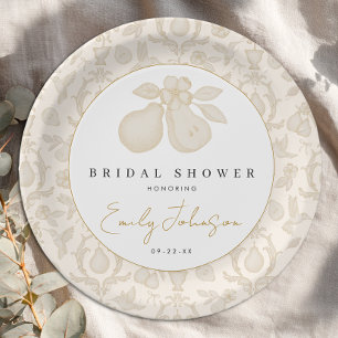 Gold Perfect Pear Bridal Shower Dinner Plate