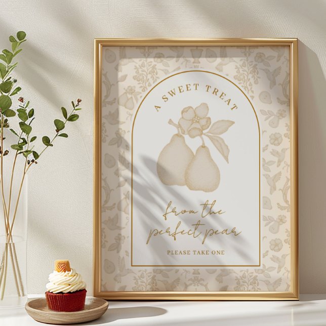 Gold Perfect Pear Bridal Shower Favour Sign (Sweet Treat Sign)