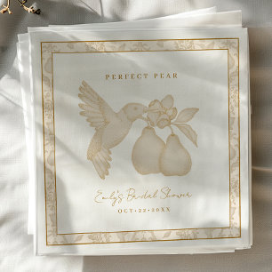 Gold Perfect Pear Bridal Shower Napkins