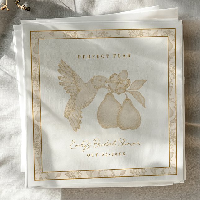 Gold Perfect Pear Bridal Shower Napkins (Perfect Pear Bridal Shower Napkin)