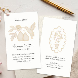 Gold Perfect Pear Bridal Shower Recipe Card Insert