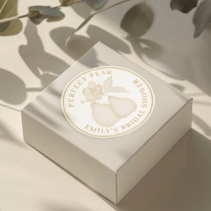 Gold Perfect Pear Bridal Shower Stickers