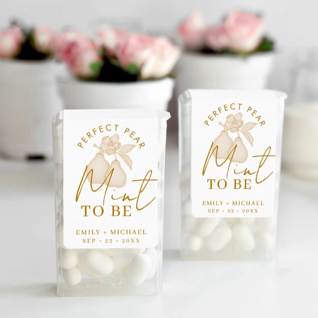 Gold Perfect Pear "Mint to Be" Wedding Favour Labe Label (Mint to be label )