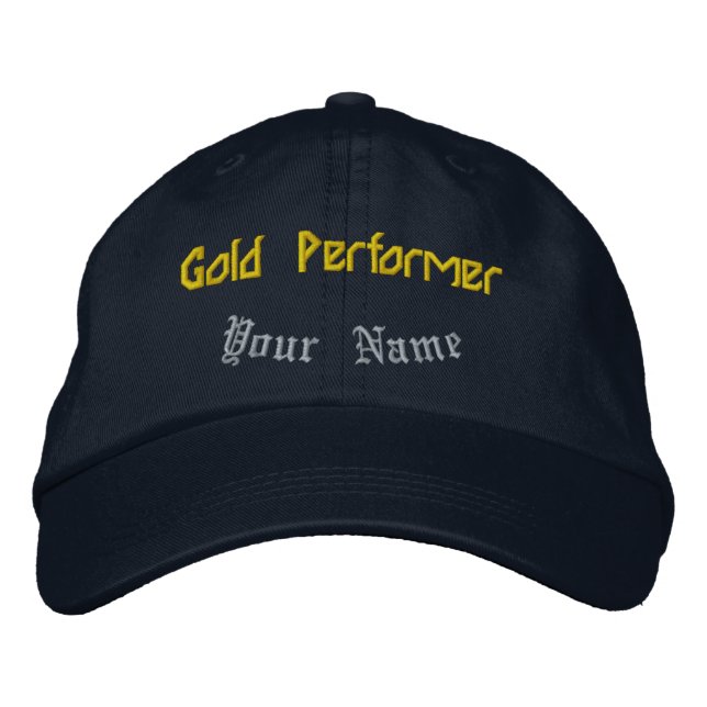Gold Performer Navy Personalised Celebrating-Hat  Embroidered Hat (Front)