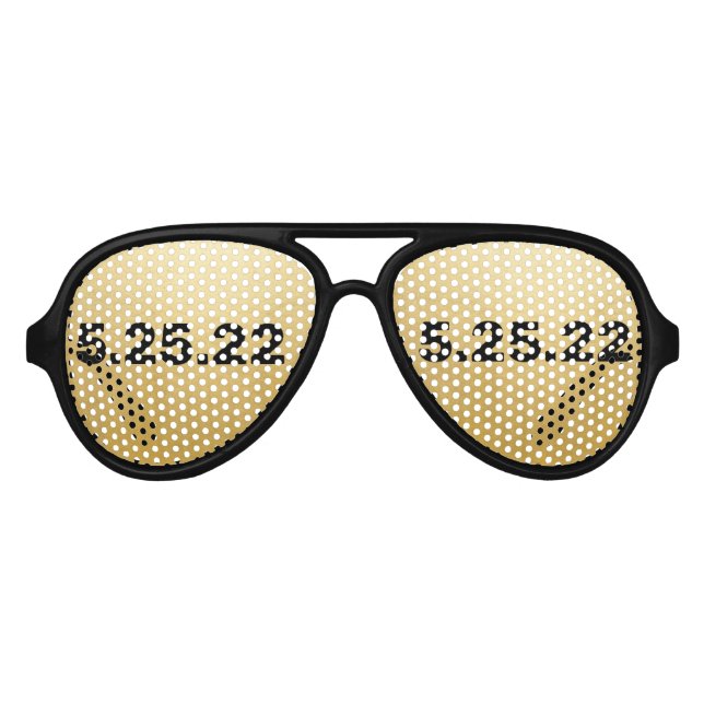 Gold Personalised Date Aviator Sunglasses (Front)