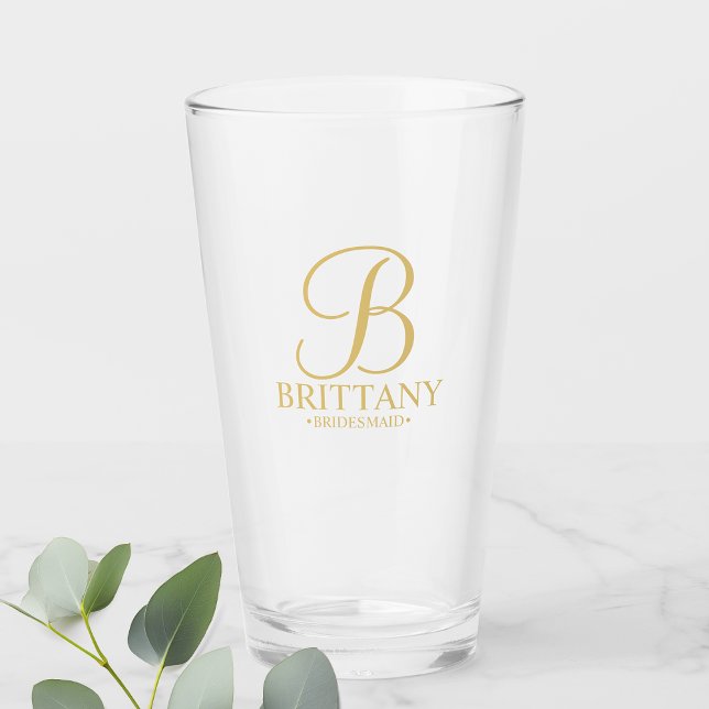 Gold Personalised Monogram and Name Bridesmaid Glass (Creator Uploaded)