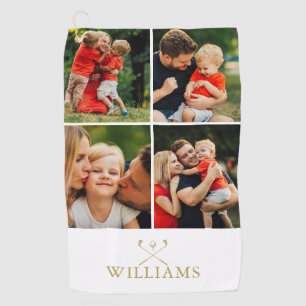 Gold Personalised Name Photo Collage Golf Towel