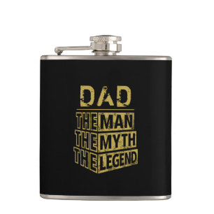 Gold Personalised Name The Man The Myth The Legend Hip Flask