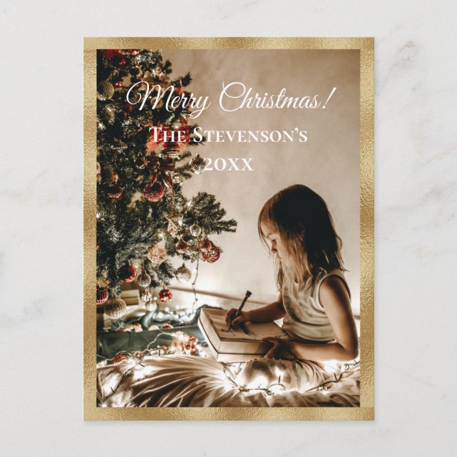 Gold Personalised Photo Holiday Merry Christmas (Front)