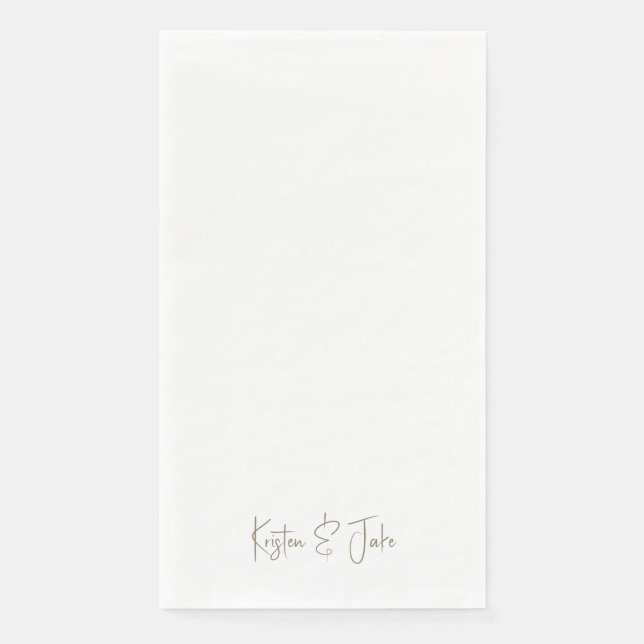 Gold Personalised Script Names Paper Napkin (Front)