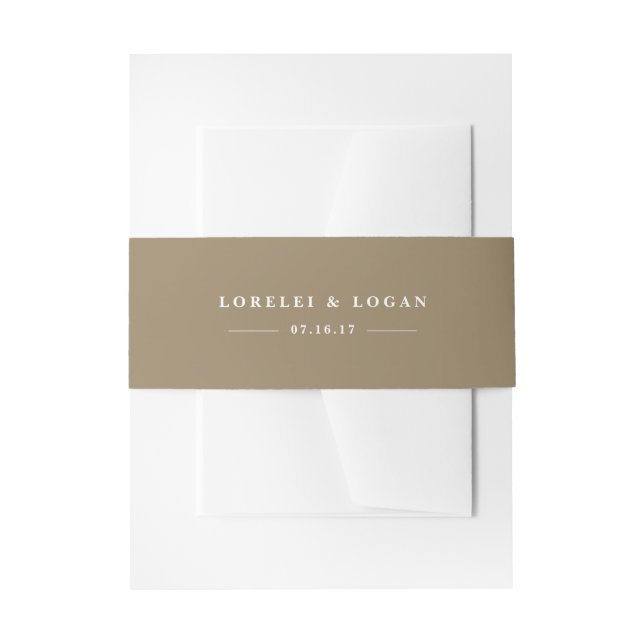 Gold Personalised Wedding Invitation Belly Band (Front Example)