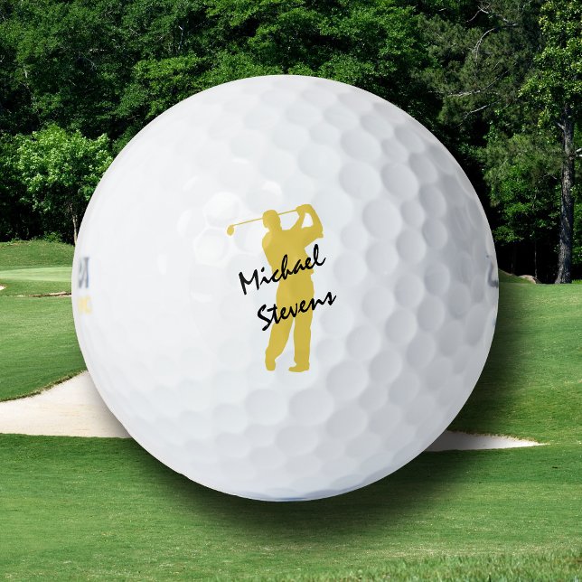Gold Personalized Golfer Golf Balls (Creator Uploaded)
