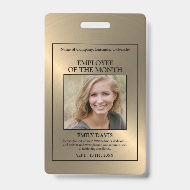 Gold/Personalized Photo - Employee Award ID Badge (Front)